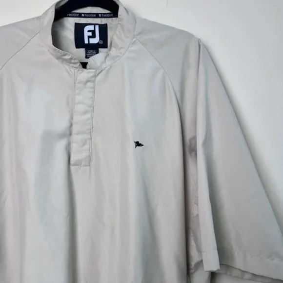 FootJoy Quarter Snap Golf Jacket Beige Men’s Size Medium Henley Pullover Pockets - Picture 2 of 9